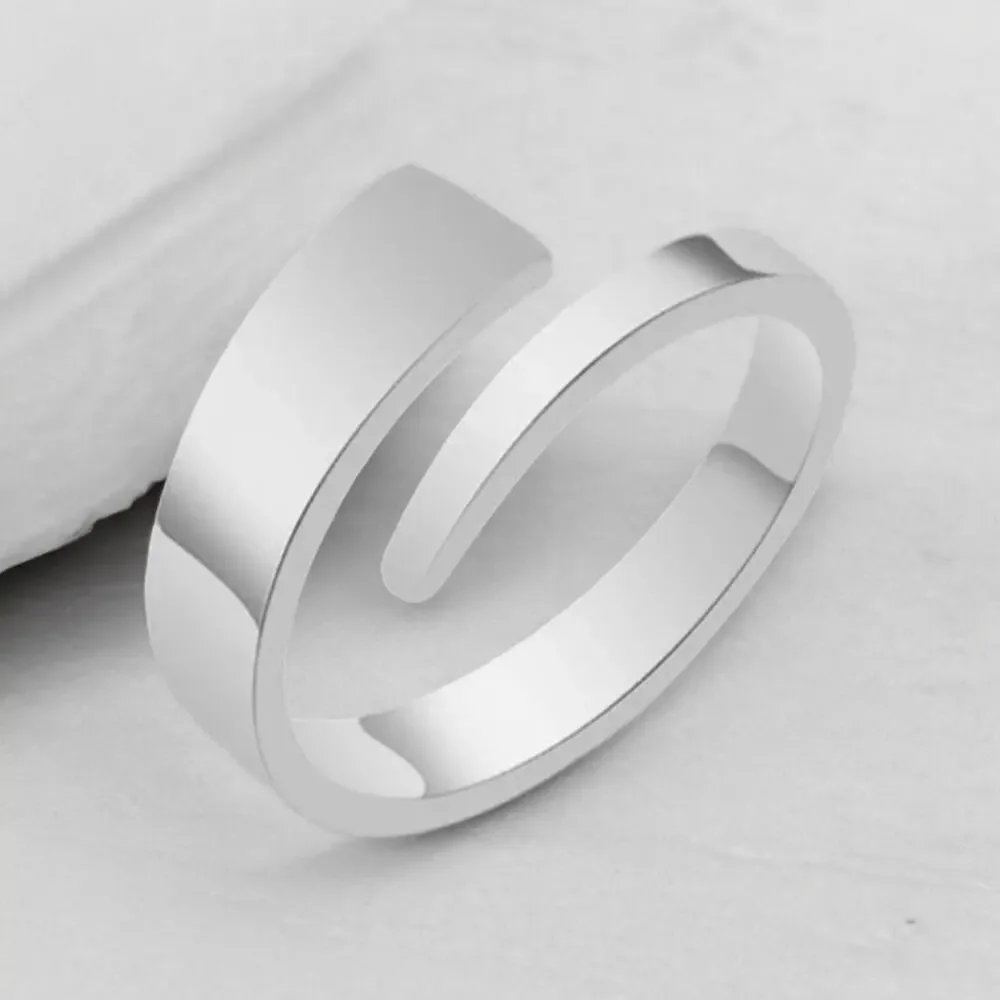 NEW 18K white gold plated geometric stackable open ring jewelry size 7 B22B